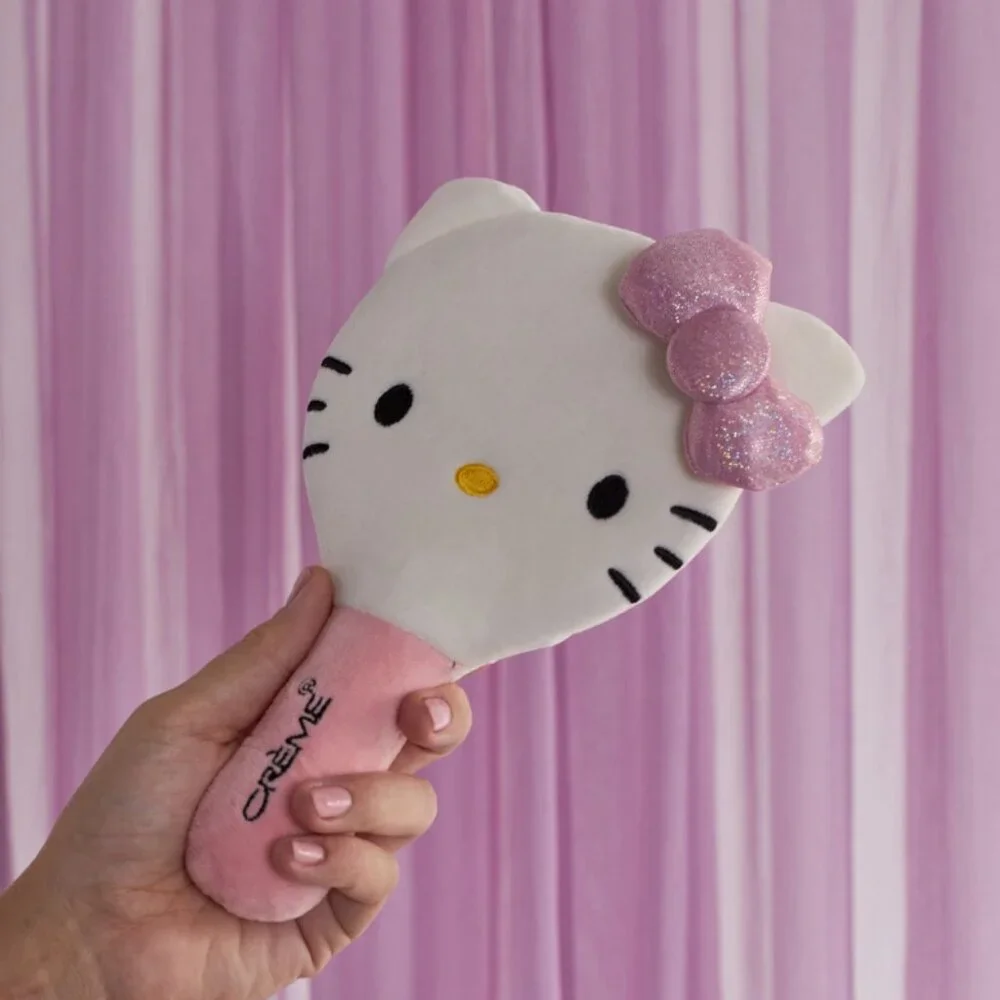 THE CRÈME X HELLO KITTY PLUSH PORTABLE MIRROR NEW
